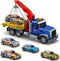 i diy Big Tow Truck Toy Set With 4pcs Pull-Back Race Car, Friction Powered
