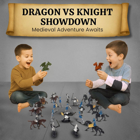 Playset 42 Liberty Imports Medieval Knights and Dragons Figures Plastic Fantasy Soldier Figurines and Accessories Toys