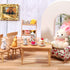 Geiserailie 2 Set Miniature Porcelain Tea Cup, 30 Pieces Dollhouse Kitchen Accessories with Golden Trim