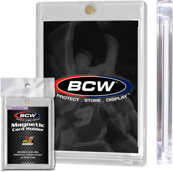 BCW Magnetic Card Holder - 5 Pack, 180 PT Thickness Protective Display Case with Secure Gold Magnet Closure