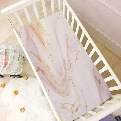 Qilmy 27 39 Gold Marble Fitted Crib Sheet for Girls and Boys, Soft Breathable Baby Crib Sheets for Standard Crib