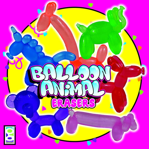 Raymond Geddes Balloon Eraser Animals - Tub of 24 (71633)