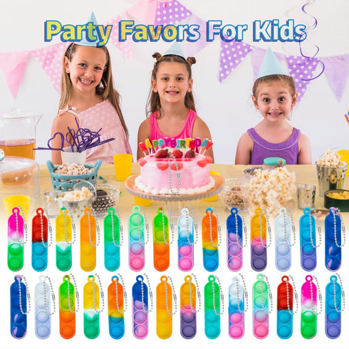 Tiusue 36 Pcs Pop Its Keychain Kids Valentines Party Favors Pop Its Fidget Keychain Birthday Valentines Party Favors