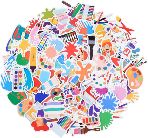 100 Pack Art Painting Stickers - Art Painting Party Favors, Birthday Decorations for Creative Celebrations
