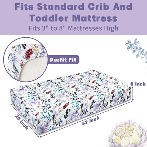 Set Purple Floral Nursing Pillow Cover, Nursing Pillowcase for Baby boy or Baby Girl Ultra Soft Neutral Crib Fitted