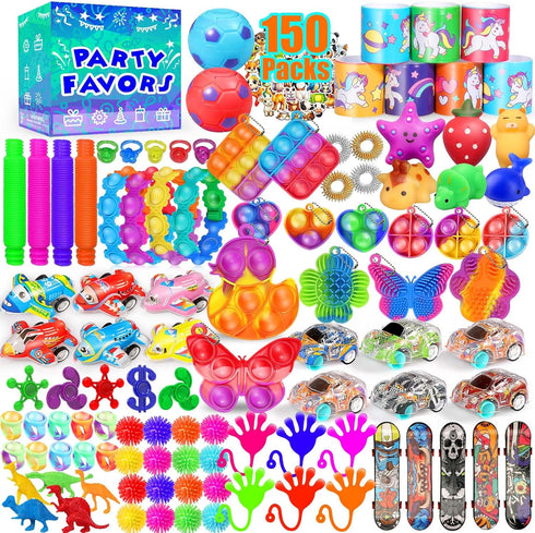 PHIMOTA Party Favors for Kids 8-12 4-8, 150-Pack Fidget Toys Bulk, Treasure Box