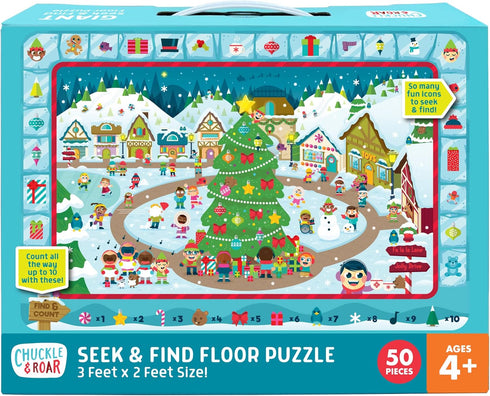 Chuckle & Roar Christmas Village Puzzle, Engaging Educational Puzzles for Kids, 50 PC Floor Puzzle for Preschool