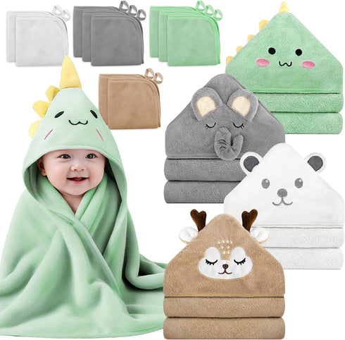 Generic 14 PCS Baby Towels Set, 4 PCS Soft Baby Hooded Towels &