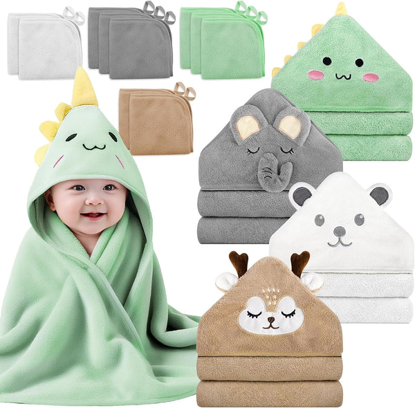 Generic 14 PCS Baby Towels Set, 4 PCS Soft Baby Hooded Towels &