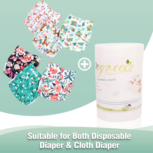 100 (1 wegreeco Unscented Diaper Liners,Fragance Free and Chlorine Free - Sheets Per Roll Roll)