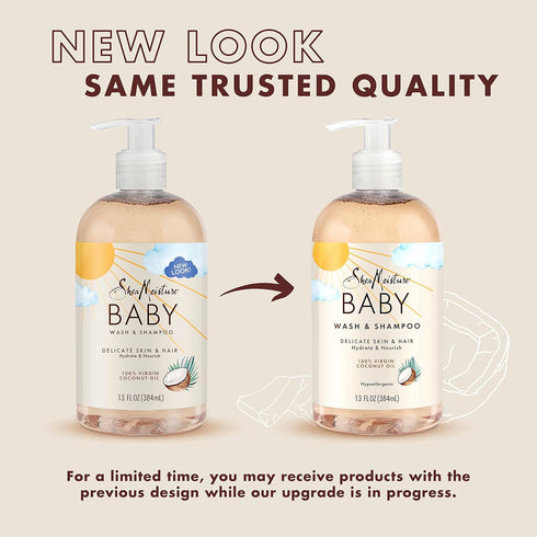 100% 13 oz SheaMoisture Baby Wash and Shampoo Virgin Coconut Oil for Baby Skin Cruelty Free Skin Care