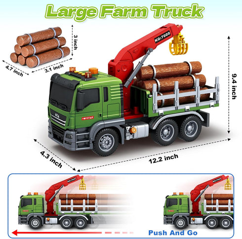 3 4 5 6 7 Bstoyder Toddler Boy Toys for Years Kids, Large Flatbed Truck Toy with a Farm Truck, Friction Powered