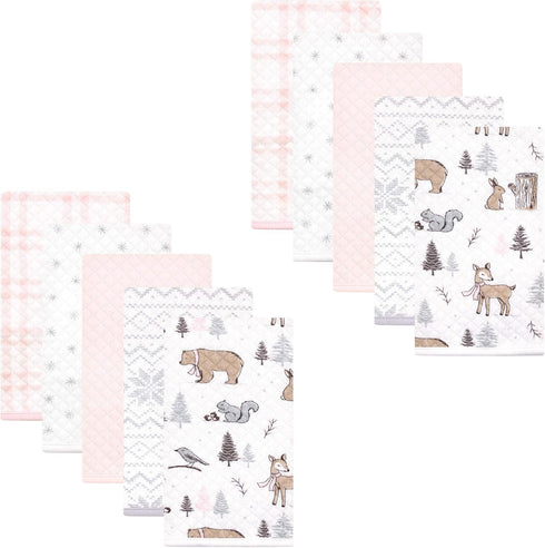 Hudson Baby Unisex Baby Quilted Burp Cloths, Winter Forest, One Size