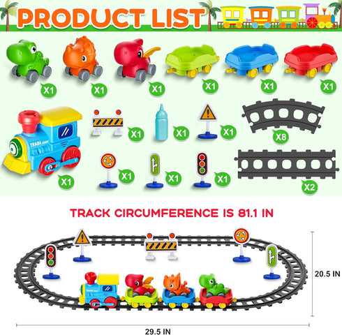 Set 3 3 1-3 4 5 6+ Train for Toddlers w/Steam, Music & Lights - Electric Train Toys for Kids w/Tracks Accessories