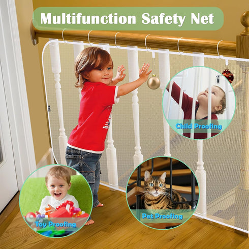 CM Child Safety Rail Net - Balcony Protective Mesh Guard with Zip Ties for Baby Pets Indoor Outdoor Use
