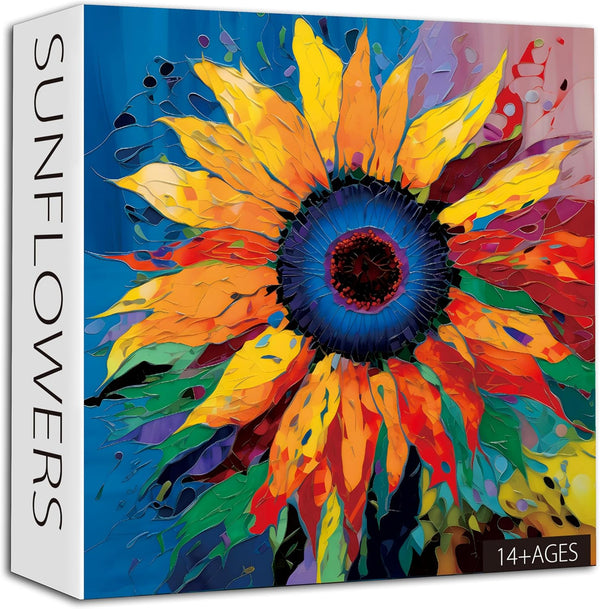 PICKFORU Sunflower Puzzles for Adults 1000 Pieces, Colorful Gradient Flower Fine Art Jigsaw