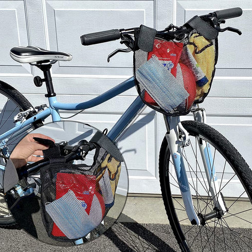 Evelots 2 Pack Bike/Stroller Storage Bag, Side Sling with Hook & Loop, Durable Polyester, Black