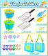 25 Set, 3-10 DISHIO Beach Toys for Kids, Pcs Metal Sand Sifter & Collapsible Beach Buckets Stainless Steel Sand Shovel