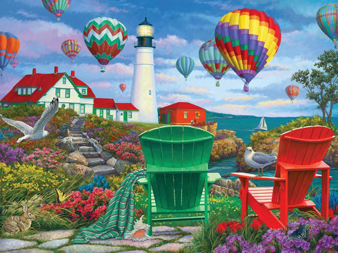 Bits and Pieces - 300 Piece Jigsaw Puzzle for Adults - The Lighthouse - 18" x 24" Colorful Hot Air Balloons