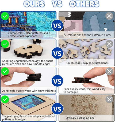 Leodozzio 200 5mm 8.8 11.7 Inch Wooden Puzzles for Adults, Lighthouse Wood Jigsaw Puzzle Pieces, Thick Unique Shaped