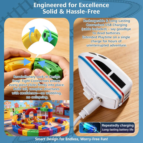 BFTDjanus 3D Set, 3-6, Girls(51 Infinity Track Magnetic Train for Toddlers Ages Flexible & Buildable Railway Toys