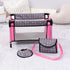 Set, Bayer Doll High Chair/Crib Grey, Pink with Dots