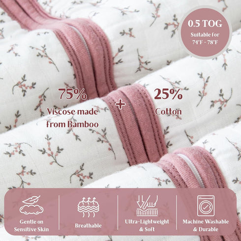 0.5 Summer Unisex Baby Sleep Sack TOG, Lightweight Wearable Blanket, Soft Rayon Made from Bamboo Toddler Sleep Bag