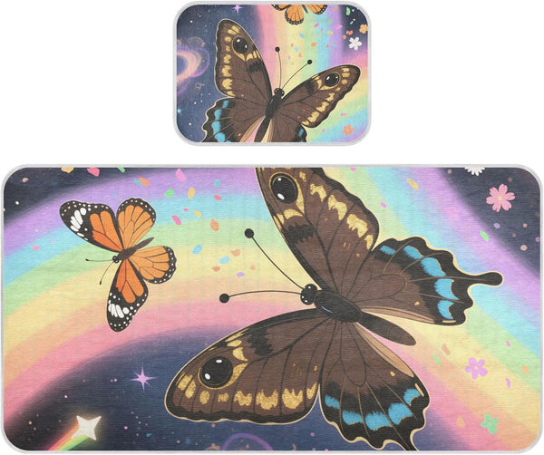 SyXIOP Colorful Rainbow Butterfly Cooling Baby Crib Mattress 28" x 52" Breathable Mattress