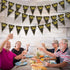 Blulu 5 Pack 50th Birthday Party Pennant Banner - Black Golden 50 Years Triangle Flag Party Accessory