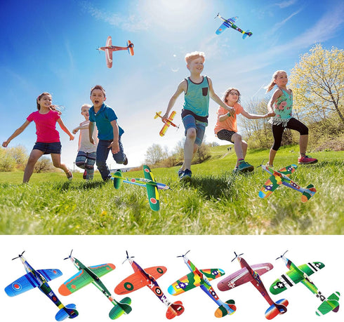 8" Toy,12 Packed 8-12(24 Airplane Different Designs Planes Toys For Boys,Foam Glider Planes Toys,Birthday Favors