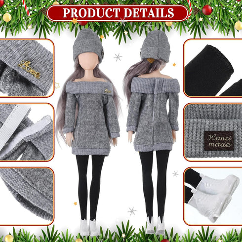 Geyoga 3 Set 12 Pcs Doll Clothes and Accessories for 12 Inch Doll, Summer Casual Wear Outfits (Dolls Not Included)