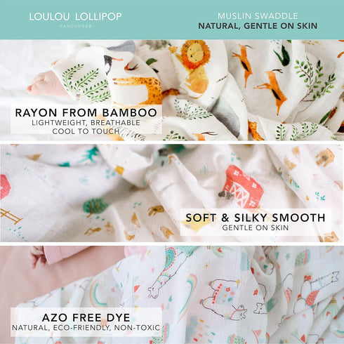 Loulou Lollipop Soft Baby Swaddle Blanket, Muslin Wrap for Newborn to Toddler, Large 47” by 47” - City NYC