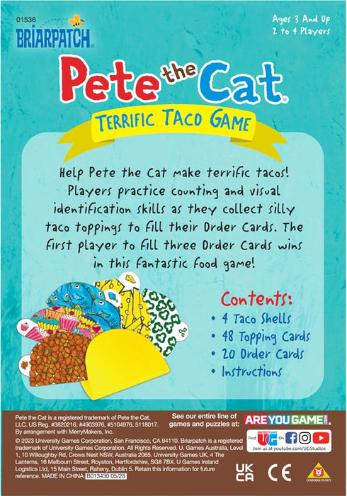 Briarpatch Pete The Cat Terrific Taco Game for Fans of The Pete The Cat Books, Ages 3+