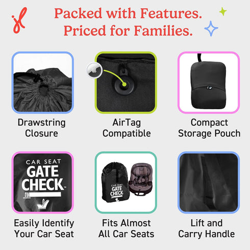 J.L. Childress Gate Check Travel Bag for Car Seats - Car Seat Travel Bag for Airplane, Fits All Baby & Infant Carriers