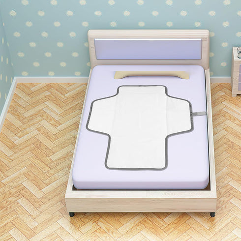 Portable Washable Diaper Changing Mat - Waterproof Newborn Changing Pad with Wave Design
