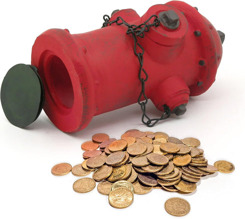 Ornerx Fire Hydrant Money Box, Resin Piggy Bank 6"