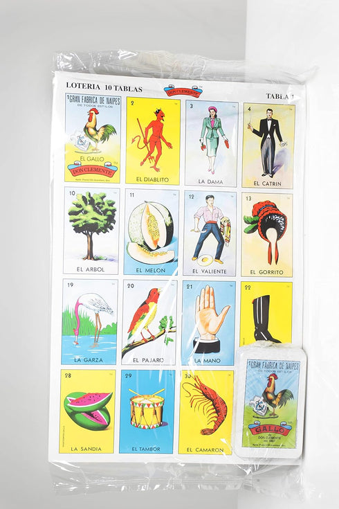Don Clemente Mexican Jumbo Loteria Set - Deck of Cards with 10 Large Boards for Fun and Educational Play