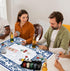 31.5" 31.5", Blue Chinoiserie Mahjong Mat x Vintage Blue Floral Non-Slip Noise Reduction Mahjong Table Cover