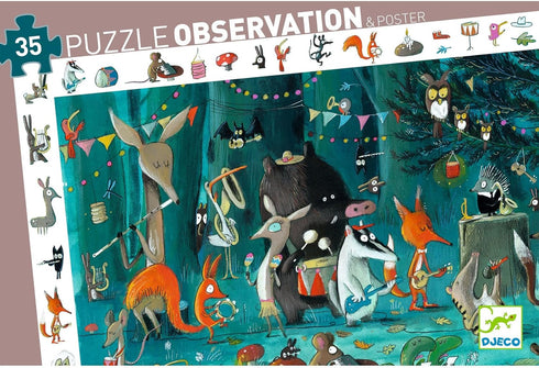 DJECO The Orchestra 35pc Observation Jigsaw Puzzle + Poster