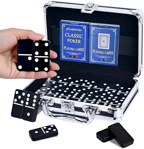 Dominos Set for Adults, Jumbo Size Black Dominoes for Classic Board Games,