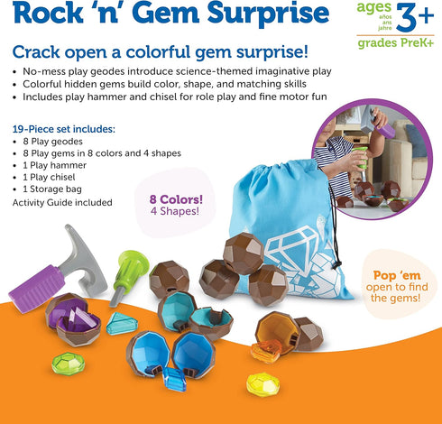 19 3+ Learning Resources Rock 'n Gem Surprise - Pieces, Ages Toddler Learning Toys, Sorting and Matching Toys, Early