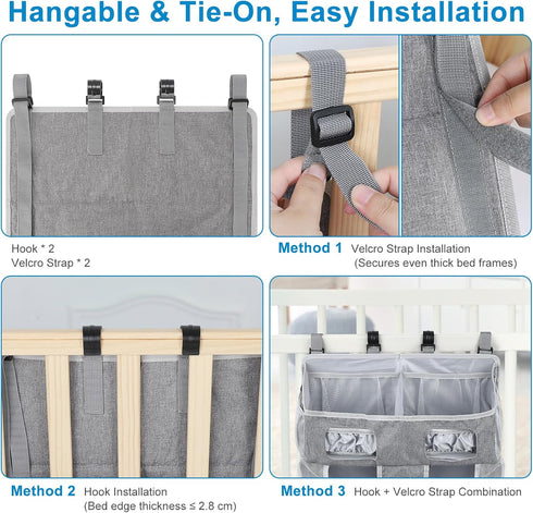 Accmor Changing Table Diaper Organizer, Hanging Diaper Caddy Organizer Stacker for Cribs Changing Table Playard Wall