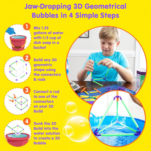 Build A Bubble Montessori 3D Bubble Maker Kit for Kids 8 & Up - 57-Piece STEM Building Toys Kit for Indoor Educational