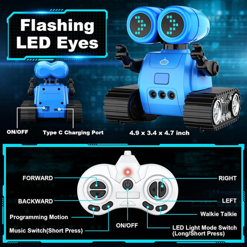 Hamourd Robot Toys for Boys and Girls, Emo Robot with Walkie-Talkie, Gesture Sensing, Programming Motion, Music