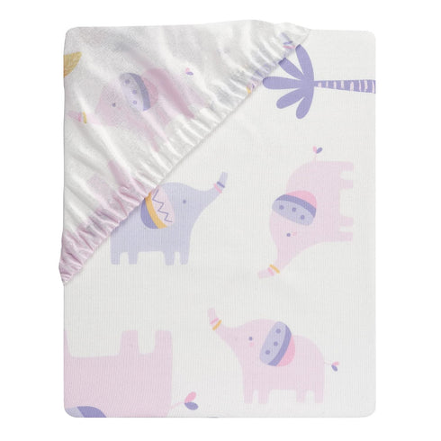 Bedtime Originals Jungle Animals Fitted Crib Sheet - White