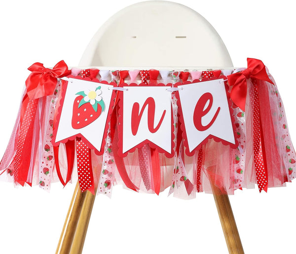 WAUAO Strawberry One High Chair Banner - First Birthday Decorations, Sweet One High