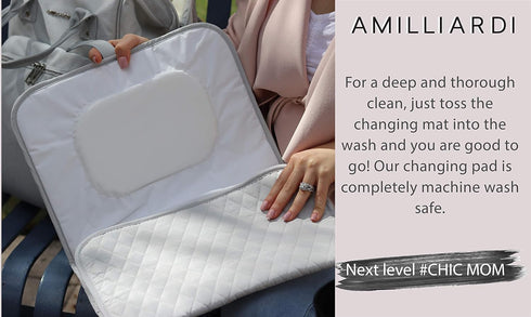 Portable Diaper Changing Pad Stylish & Chic by AMILLIARDI for Travel w/Baby, Infant & Newborn, Changing Mat Portable
