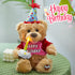 Houwsbaby 13.5'' Birthday Teddy Bear Interactive Stuffed Animal Electric Singing Musical Plush Toy with Cupcake for Kids