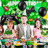 108Pcs Video Game Birthday Party Decorations - Green Gamer Supplies, Backdrop, Table Cover, Cupcake Topper, Balloon