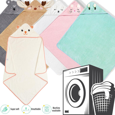 6 Set Essential(31.5 31.5 Inch) Yaiseiko PCS Baby Bath Towels Animal Hooded Baby Hooded Bath Towels Soft and Ultra